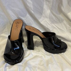 Wild Pair Glossy Black Platform Mules